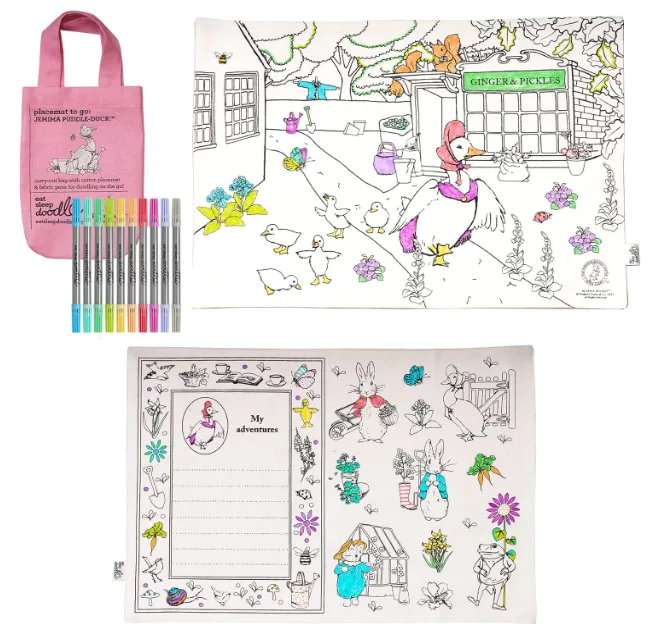 Tovaglietta colorabile e lavabile con 10 pennarelli - Jemina Duck