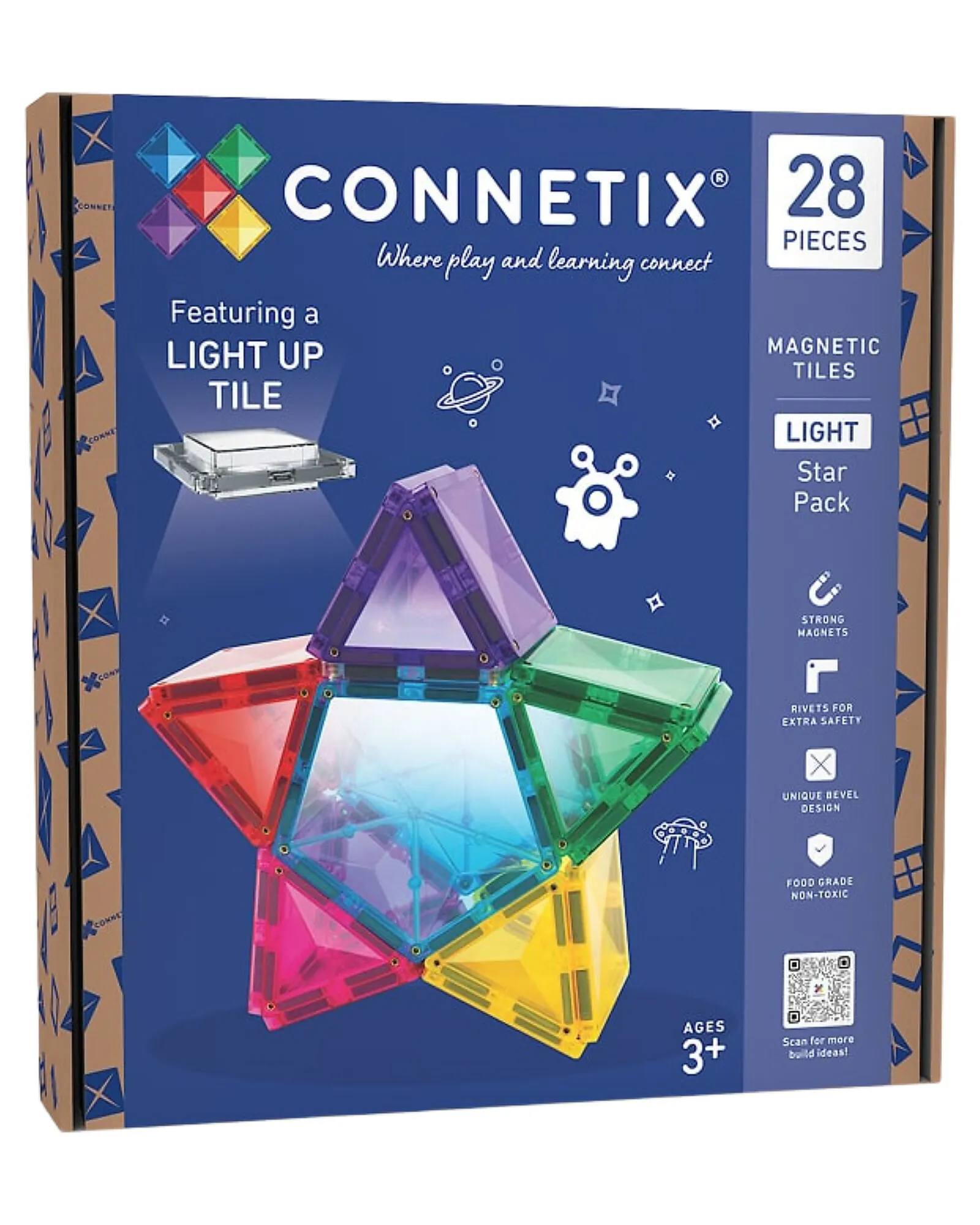 Connetix 28 Pezzi - 2 in 1 Set Costruzioni e Lampada Stella