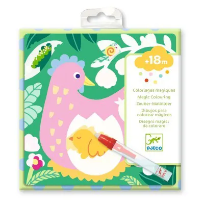 Colorazione con penna ad acqua - Cucù mamma e cucciolo in giardino