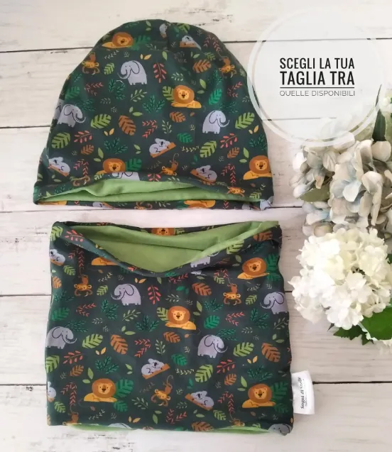 Set cappellino e scaldacollo ANIMALI DELLA SAVANA