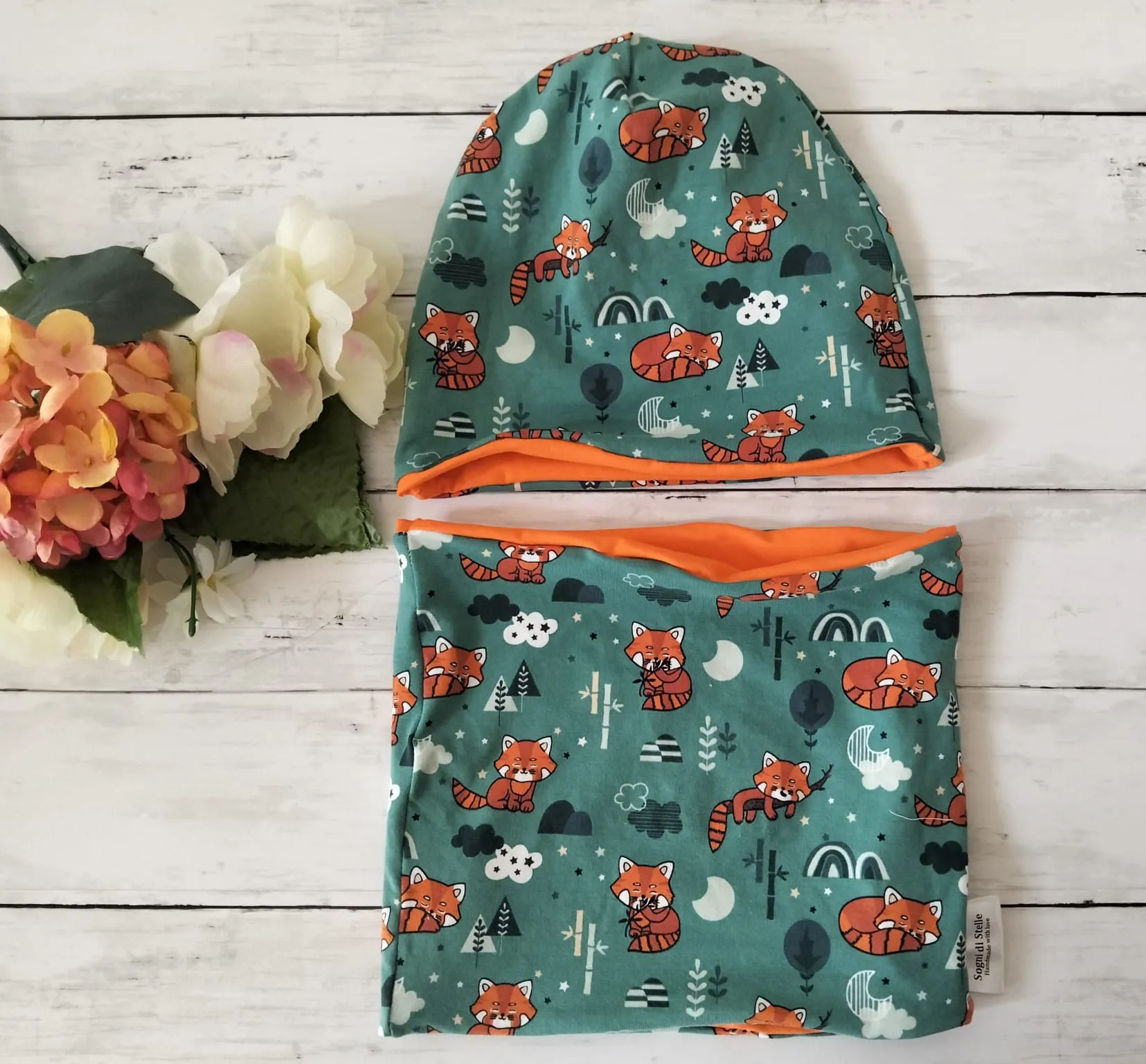 Set cappellino e scaldacollo versione VOLPE ROSSA