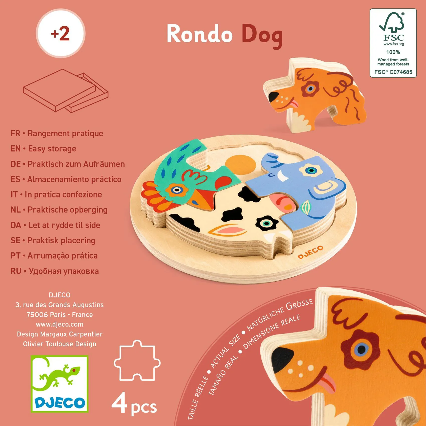Puzzle in legno rotondo ad incastro - Rondo Dog