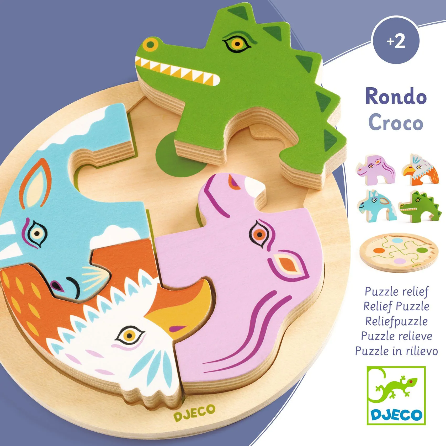 Puzzle in legno rotondo ad incastro - Rondo Croco