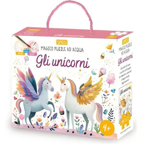 Gli unicorni. Magico puzzle ad acqua, con pennello. Con puzzle da 54 pezzi