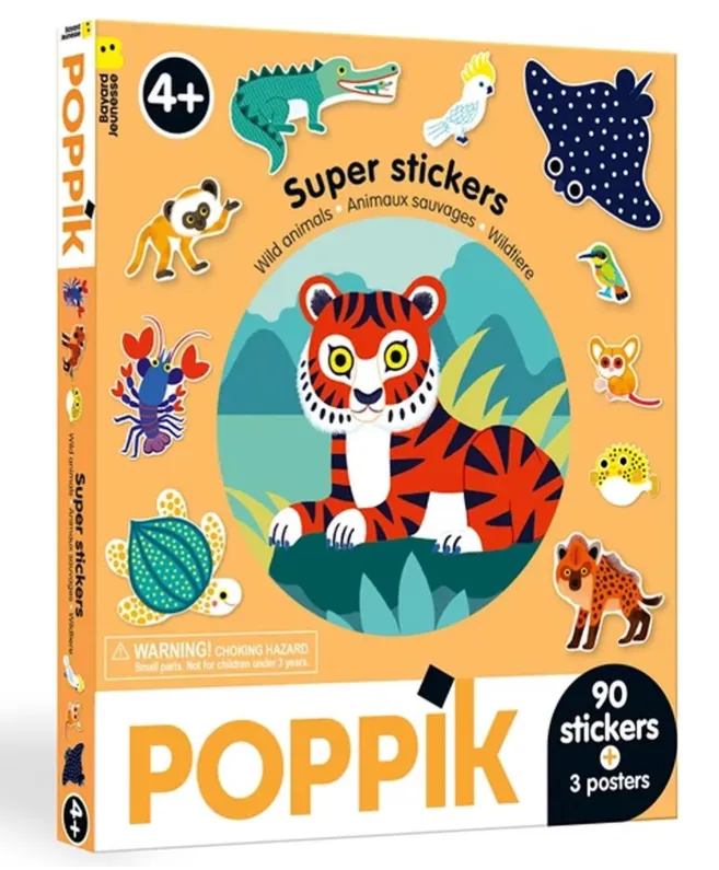 Cofanetto con 90 adesivi e 3 poster - Animali selvaggi