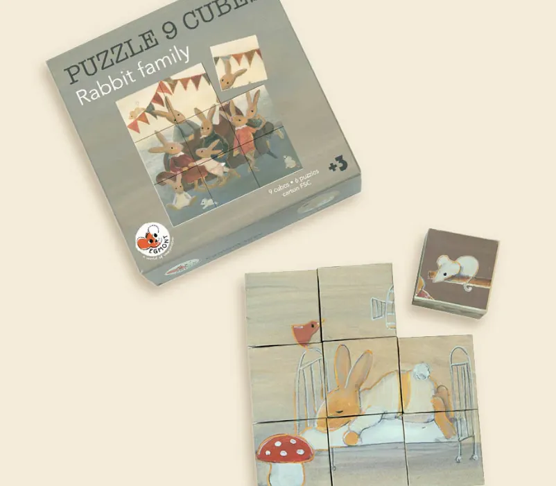 Cubi puzzle della famiglia di conigli