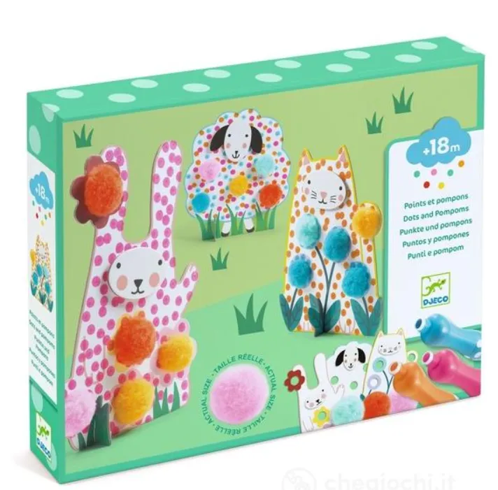 Gioco punti e pompoms - Nel giardino