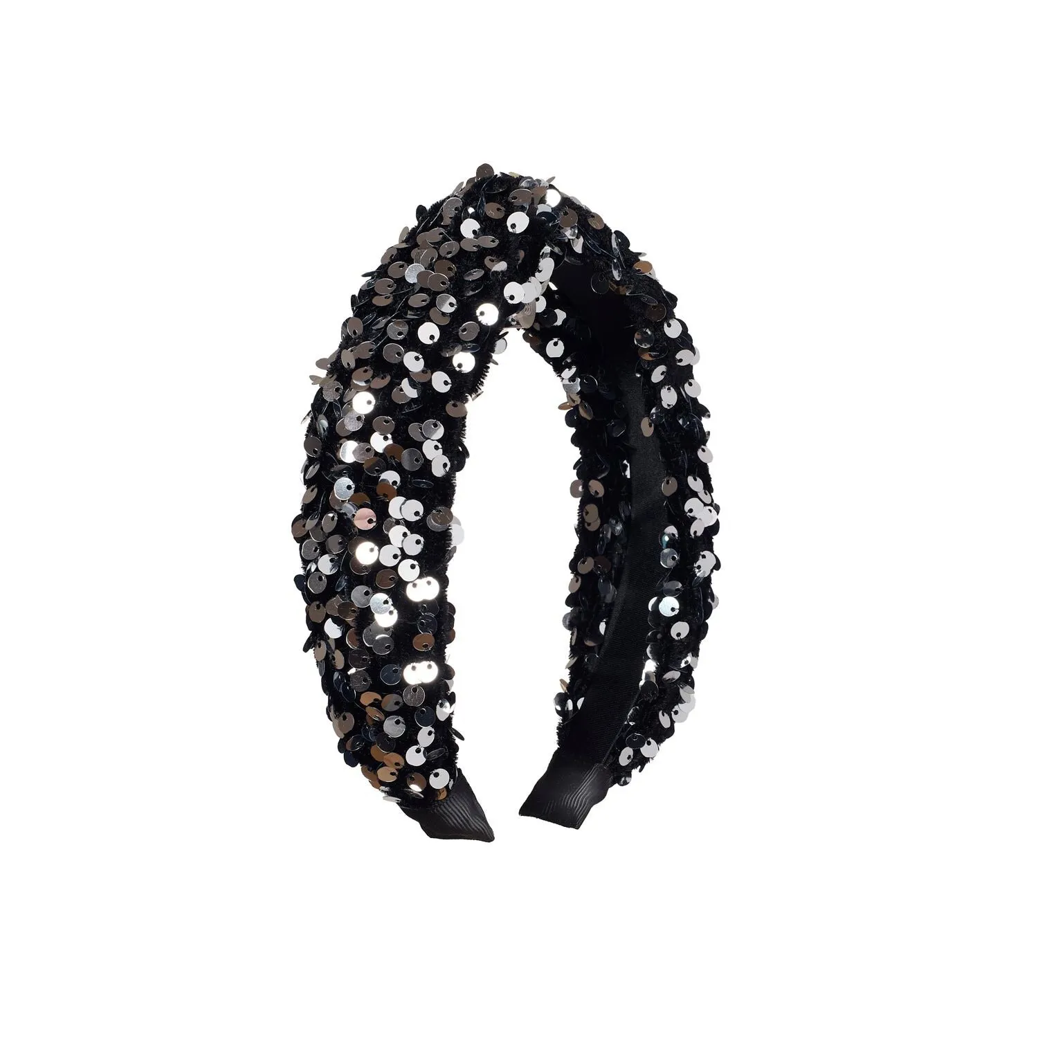 Cerchietto velluto nero con paillettes Halloween