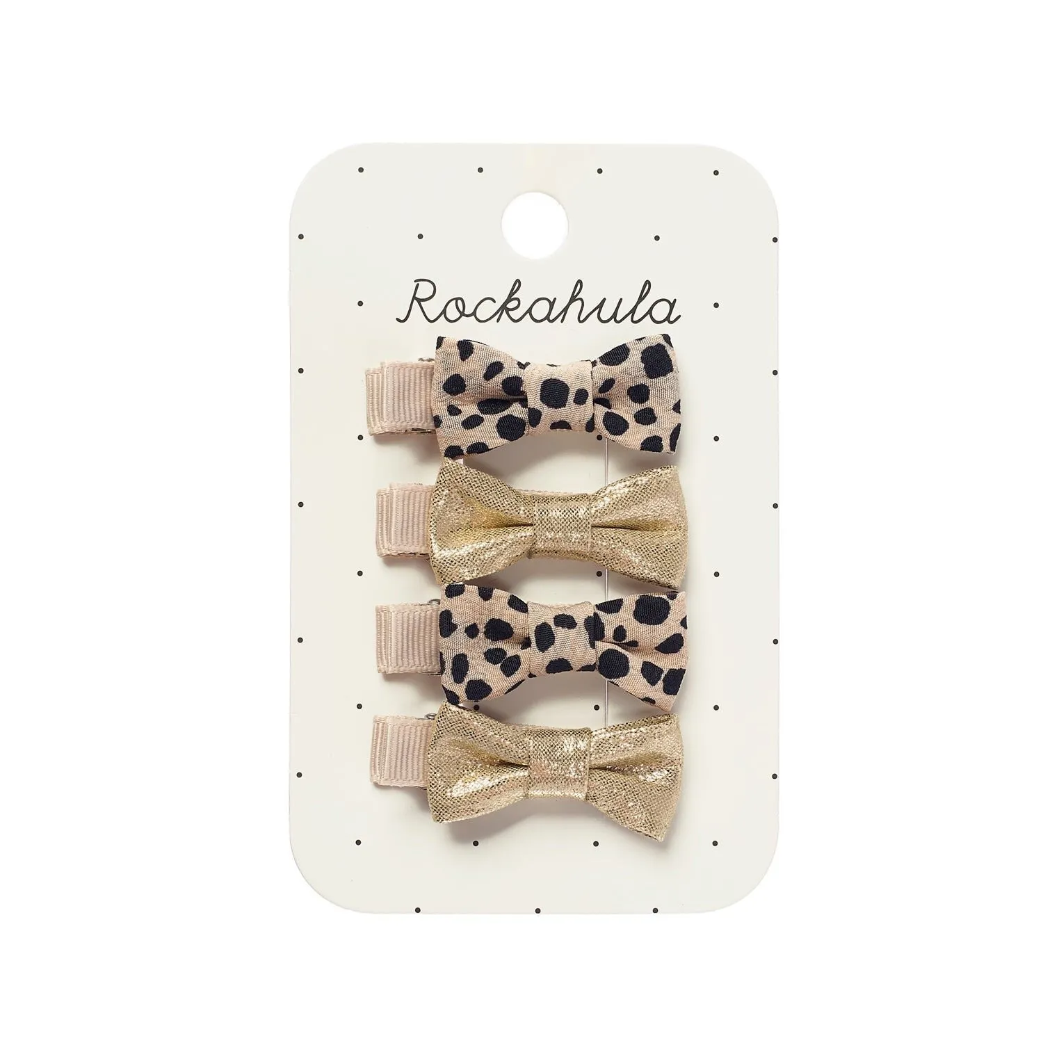 Set 4 fermagli con fiocco leopardati