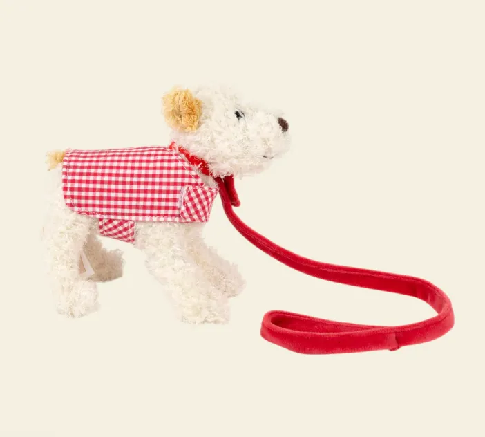 Peluche Mini Eliot con guinzaglio e cappottino