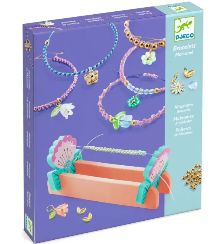 Set 10 Braccialetti Macramè E Perline Con Telaio
