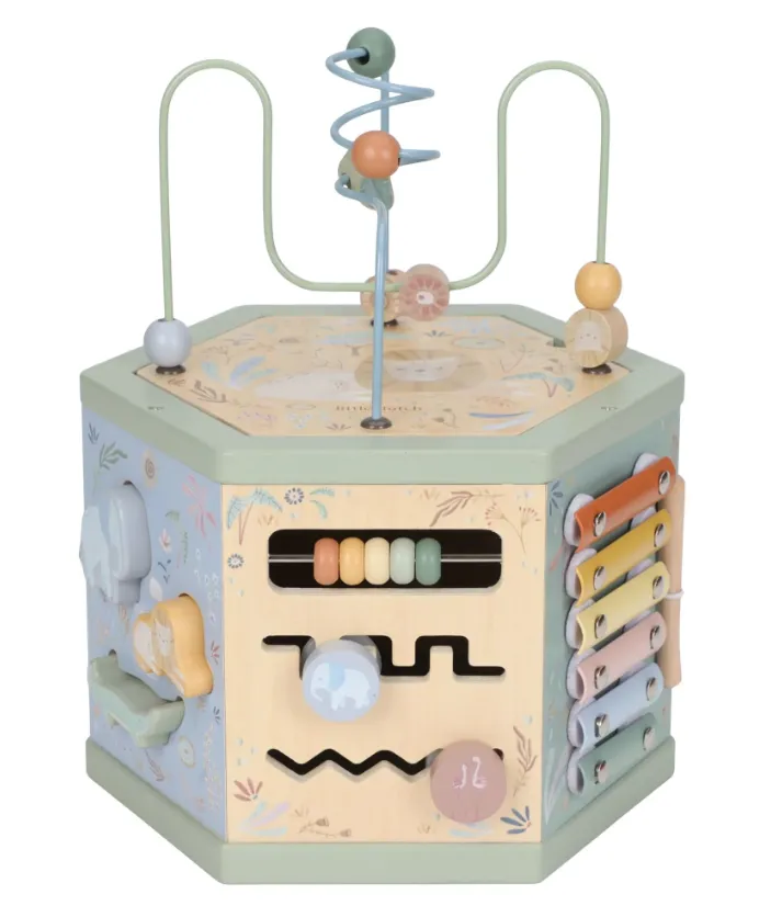 Cubo attività in legno Safari