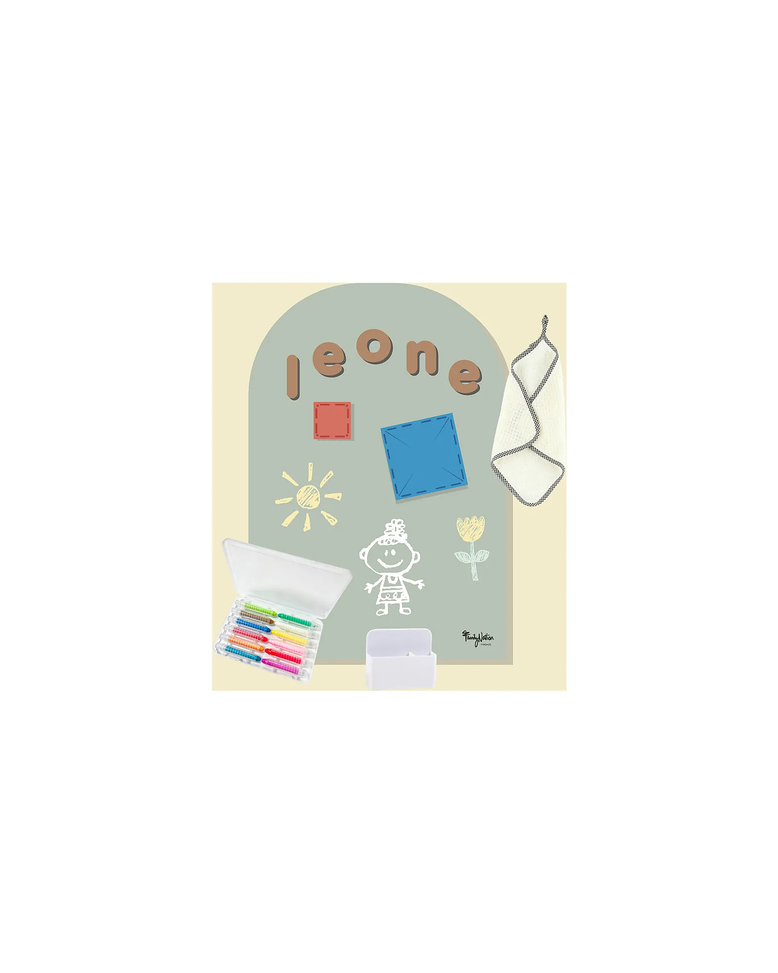 Set 12 Gessetti Senza Polvere con Panno e Porta-Gessetti Magnetica MagneKids™ - Gessi Lavabili e non Tossici