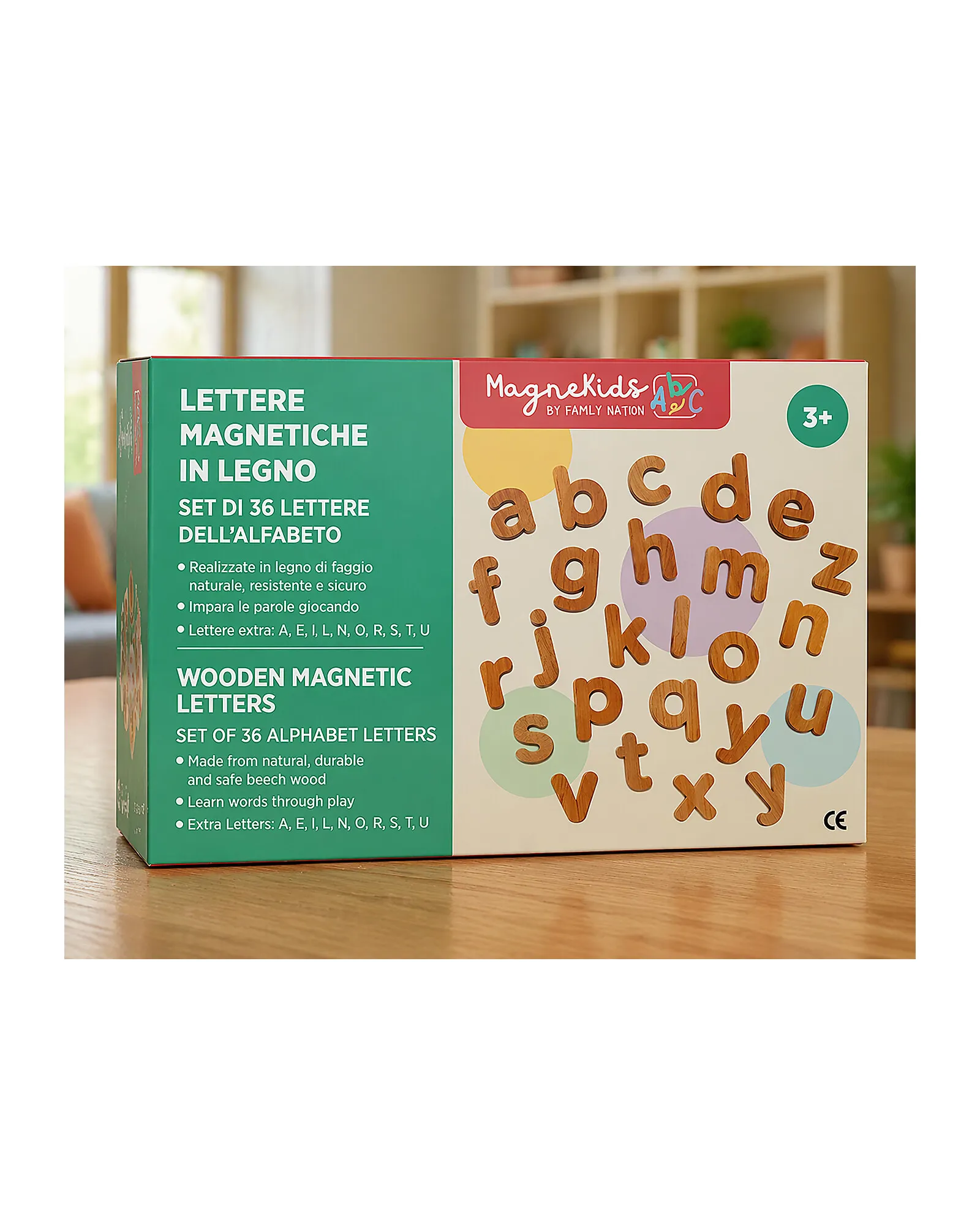 Set di 36 Lettere Magnetiche MagneKids™ - Legno