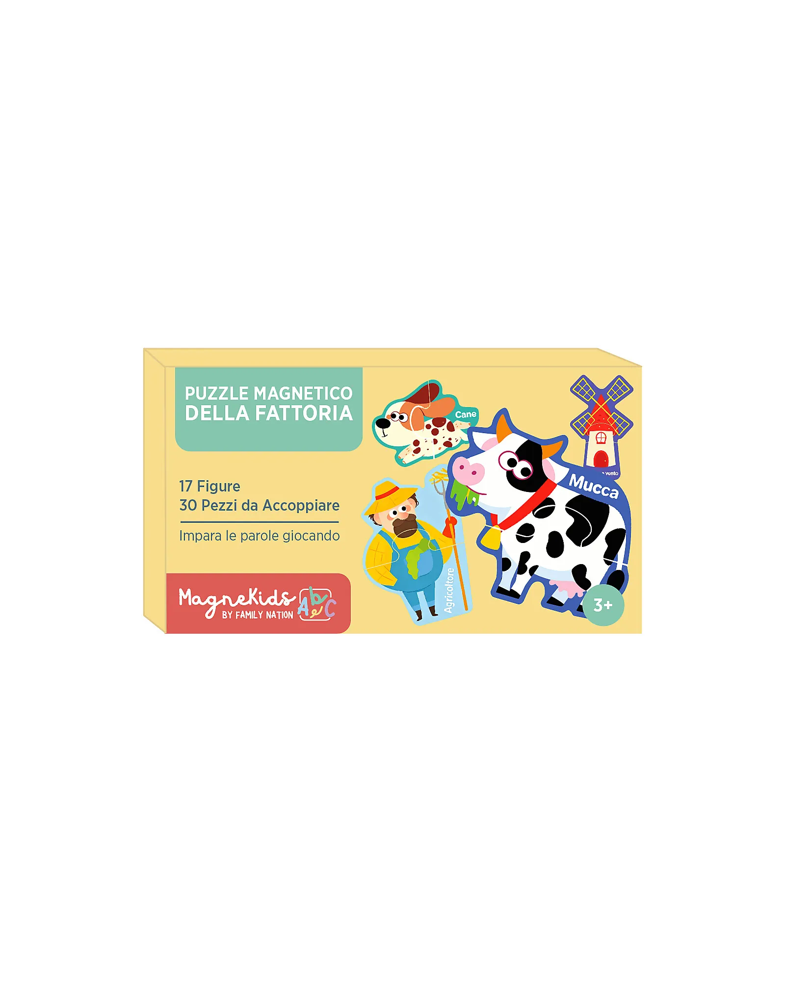 Puzzle Magnetico della Fattoria MagneKids™ - 17 Figure e 30 Pezzi da Accoppiare - Impara le Parole Giocando