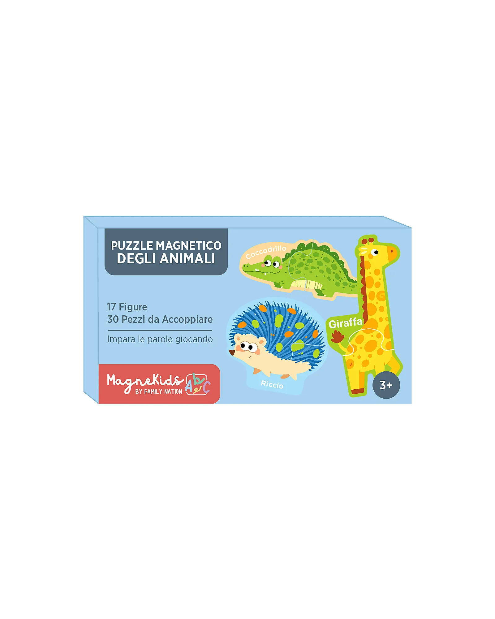 Puzzle Magnetico degli Animali MagneKids™ - 17 Figure e 30 Pezzi da Accoppiare - Impara le Parole Giocando