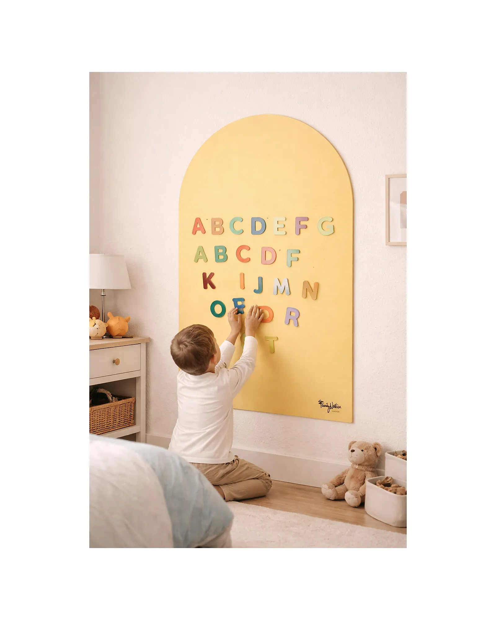 Lavagna Magnetica da Parete MagneKids™ - Arco - 95x60 cm - Sabbia - Installazione Facile Senza Fori