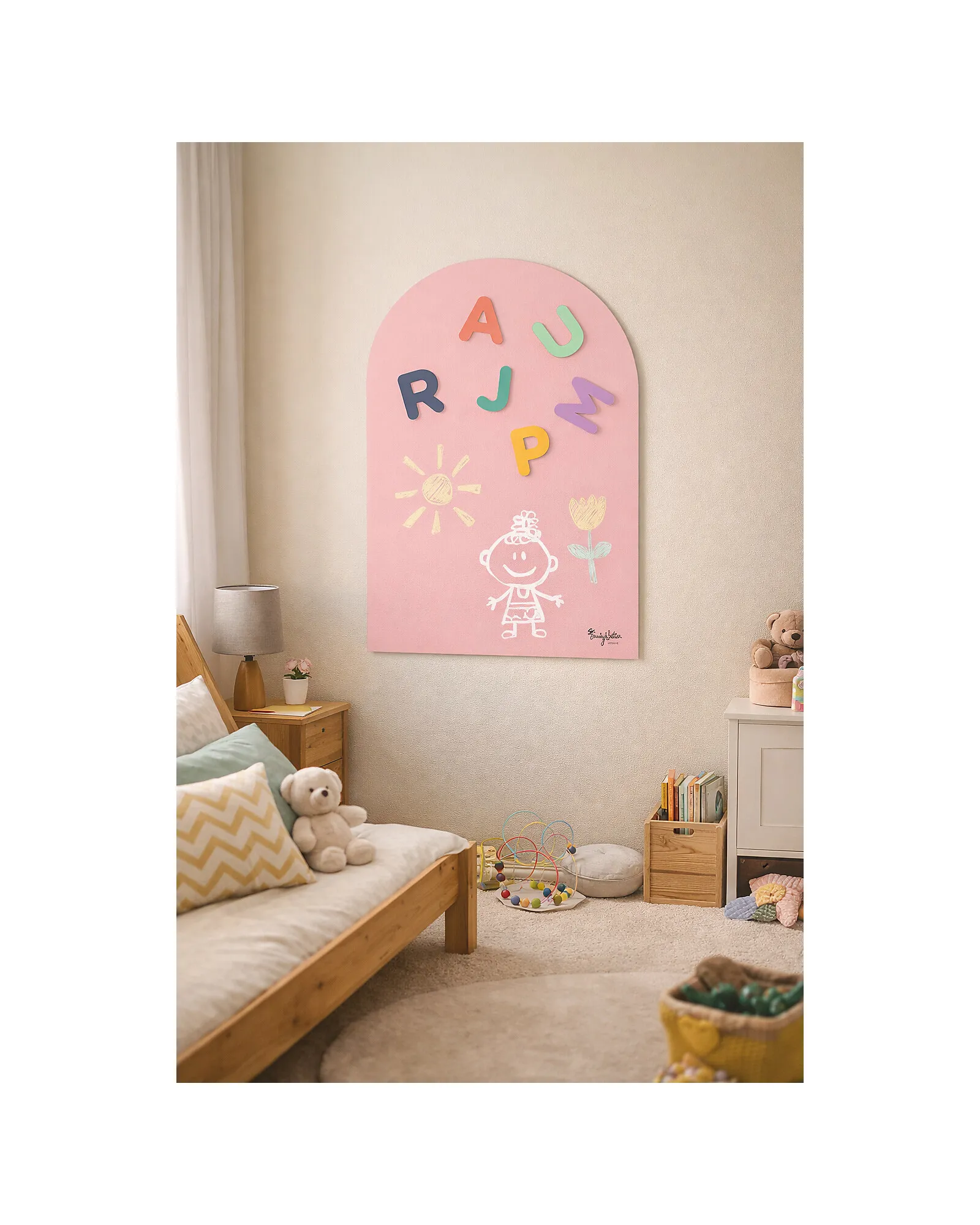 Lavagna Magnetica da Parete MagneKids™ - Arco - 95x60 cm - Rosa Antico - Installazione Facile Senza Fori