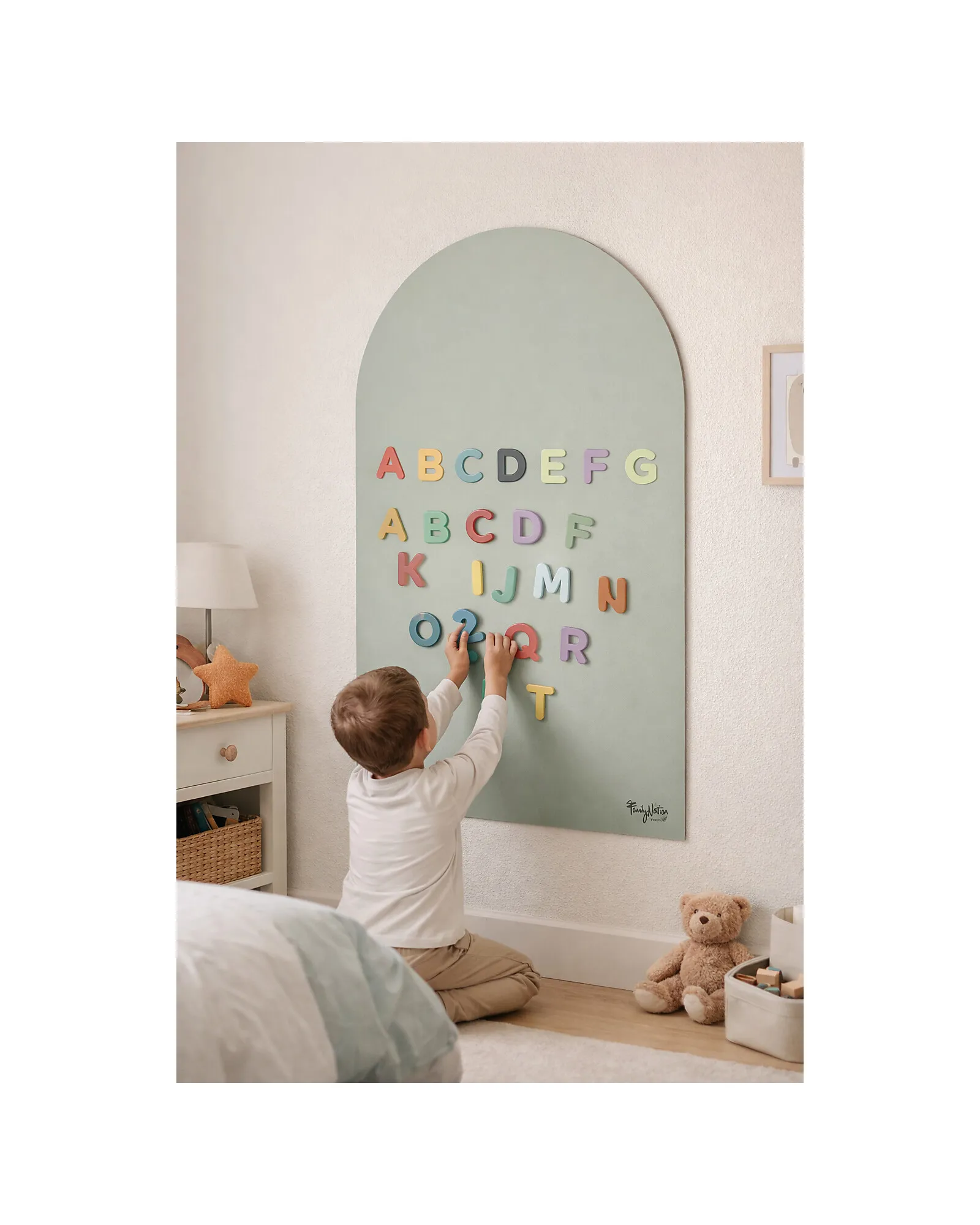 Lavagna Magnetica da Parete MagneKids™ - Arco - 95x60 cm - Verde Salvia - Installazione Facile Senza Fori