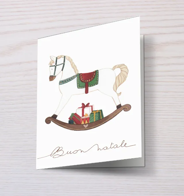 Biglietto di auguri con busta Cavallo a dondolo