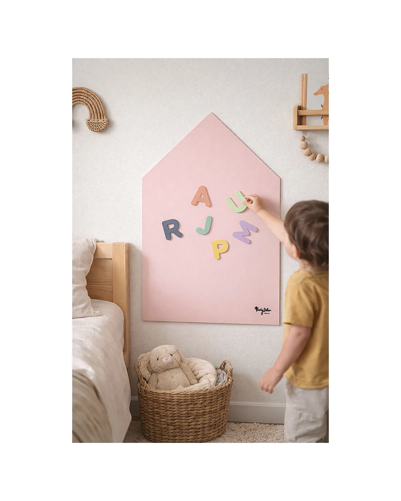 Lavagna Magnetica da Parete MagneKids™ - Casetta - 70x44 cm - Rosa Antico - Installazione Facile Senza Fori