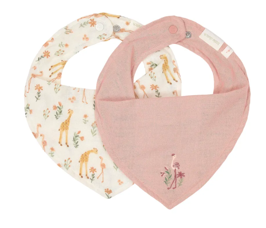 Confezione da 2 bavaglini a bandana - Rosa - Blooming Safari
