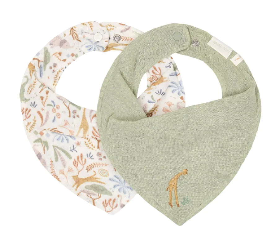 Confezione da 2 bavaglini a bandana - Verde - Safari 