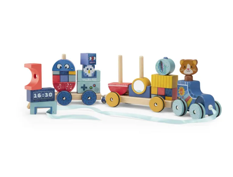 Treno da traino con costruzioni Puce & Pilou