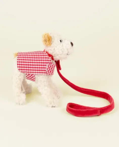 Peluche Mini Eliot con guinzaglio e cappottino