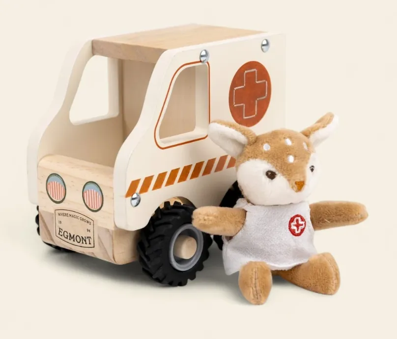 Ambulanza in legno con personaggio