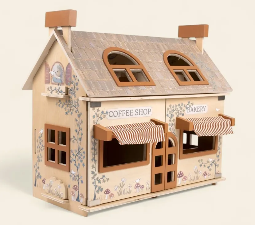 Caffetteria e panetteria con amici in miniatura