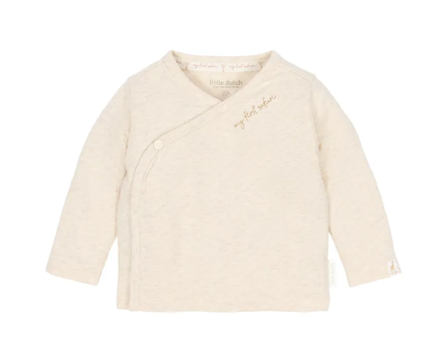 Maglia maniche lunghe a portafoglio beige